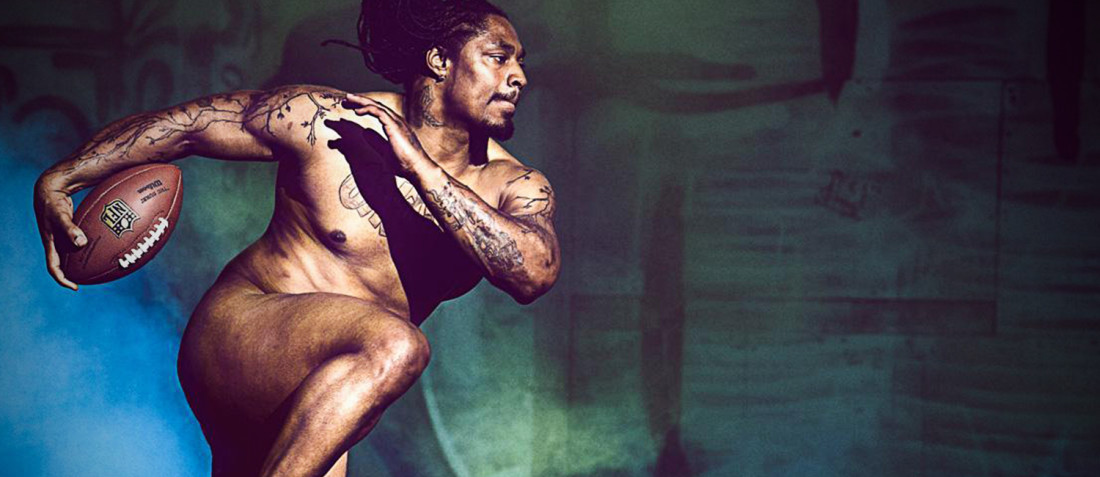 Marshawn Lynch poses for ESPN The Magazine's Body Issue